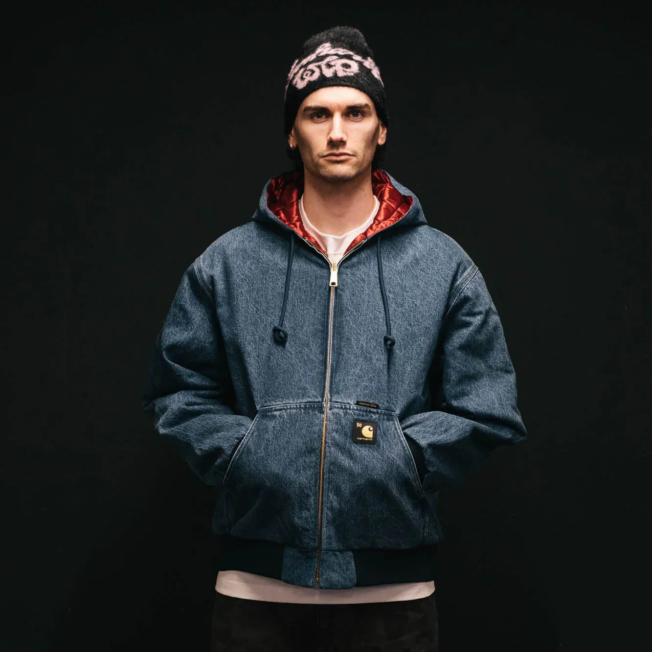 Carhartt WIP 50 Years Anniversary OG Active Jacket Denim - Blue/USA Red - Image 7