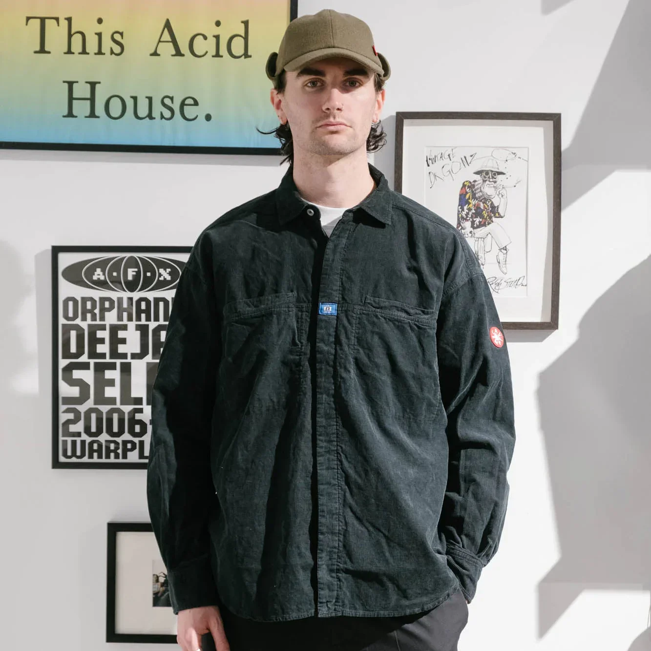 Cav Empt Overdye Cord Design Big Shirt - Charcoal