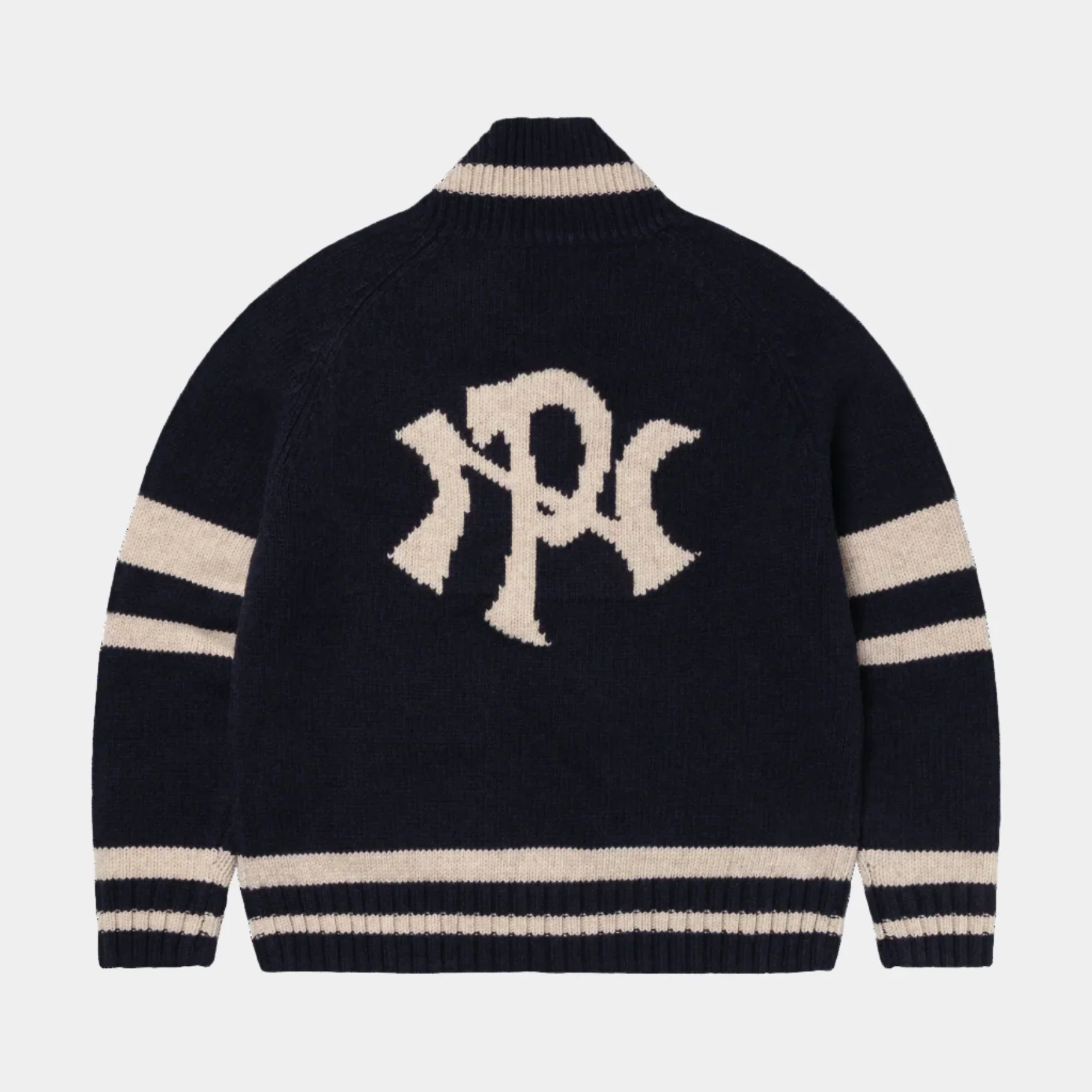 No Problemo NYP Varsity Zip Thru Knit - Navy - Image 2